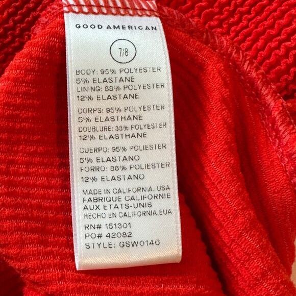 Good American Womens Red One-Piece Swimsuit 4XL Red V-Neck High-Cut Leg Cheeky - Picture 3 of 5